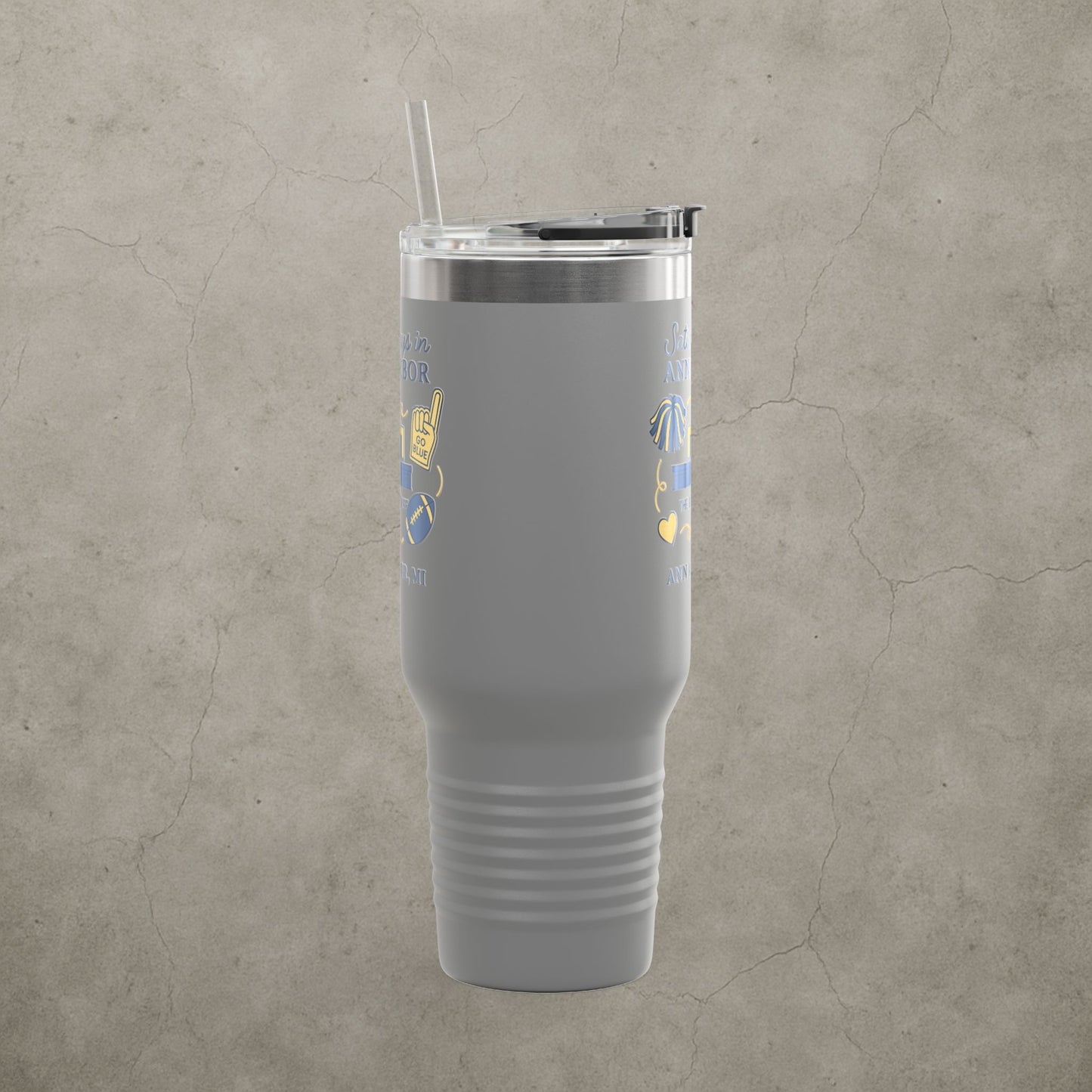 Michigan Wolverines 'Saturdays in Ann Arbor Tumbler' - 40oz College Game Day Cup - Stainless Steel - Big House Gift - 5 Colors