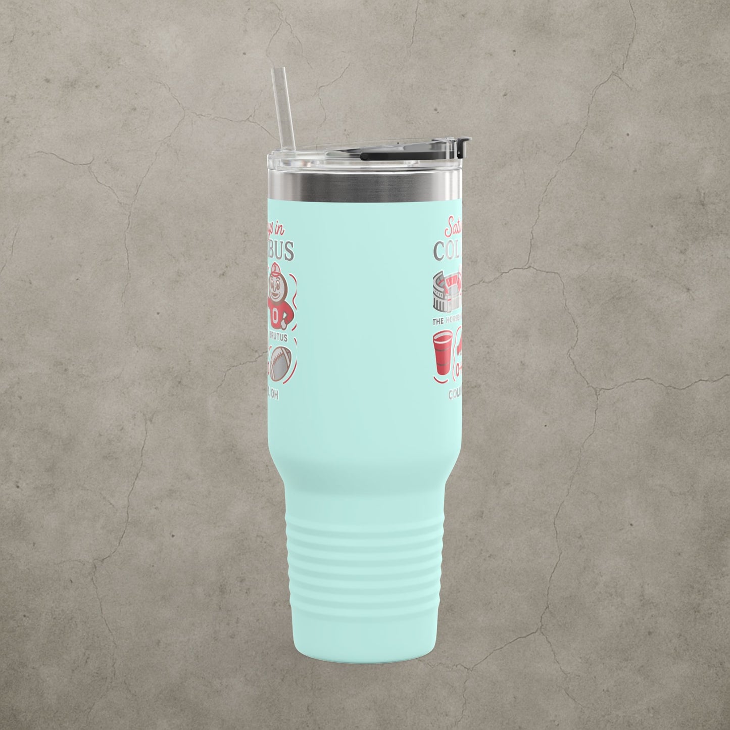 Ohio State Buckeyes 'Saturdays in Columbus Tumbler' - 40oz College Game Day Cup - Stainless Steel Tailgate Mug - 5 Colors
