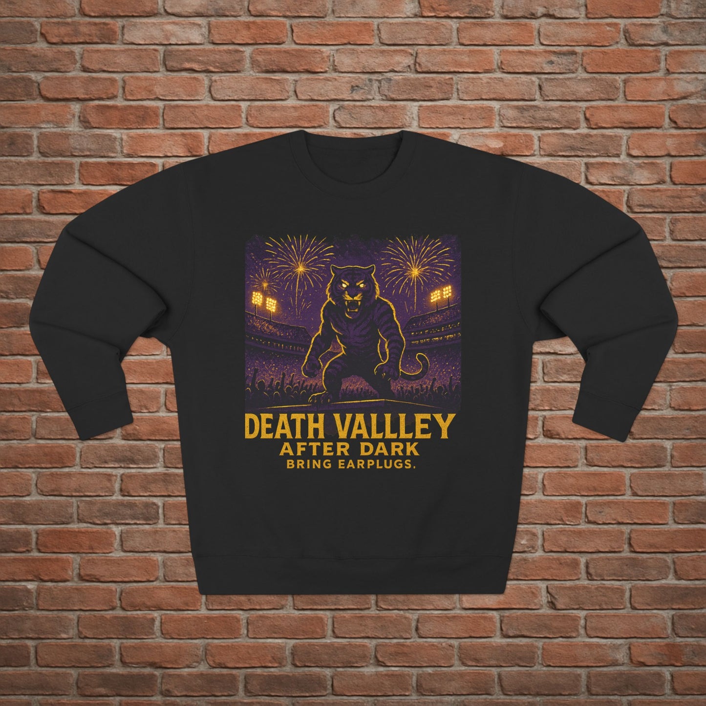LSU Tigers 'Death Valley After Dark Sweatshirt' - LSU Game Day Crewneck - College Football Gift - S to XL - 3 Colors