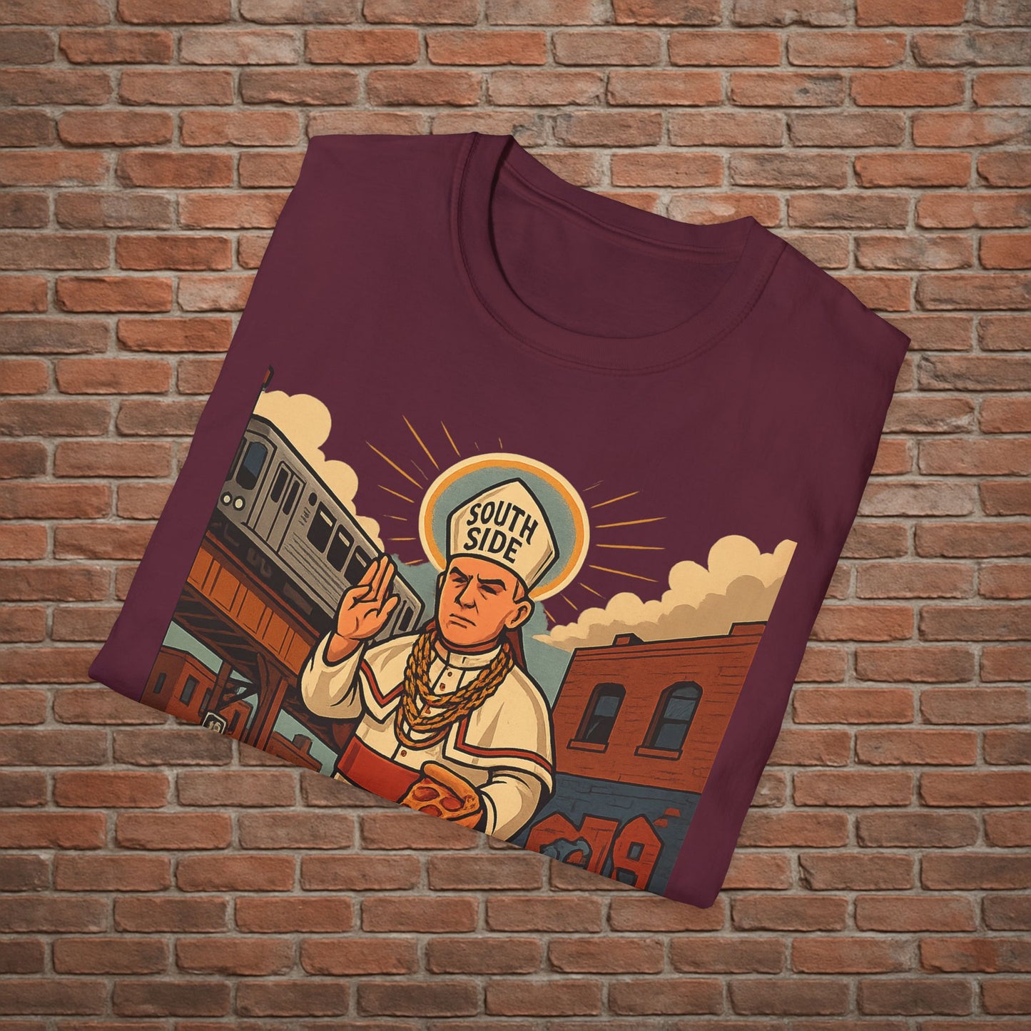 South Side Saint T-Shirt – Chicago Pope Graphic Tee – Funny Catholic Streetwear – Sizes Small to 2XL