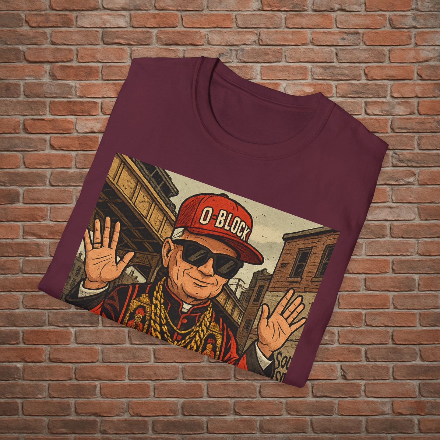 O-Block Pope T-Shirt – Chicago Drill-Inspired Pope Graphic – Funny Streetwear Tee – Sizes Small to 2XL