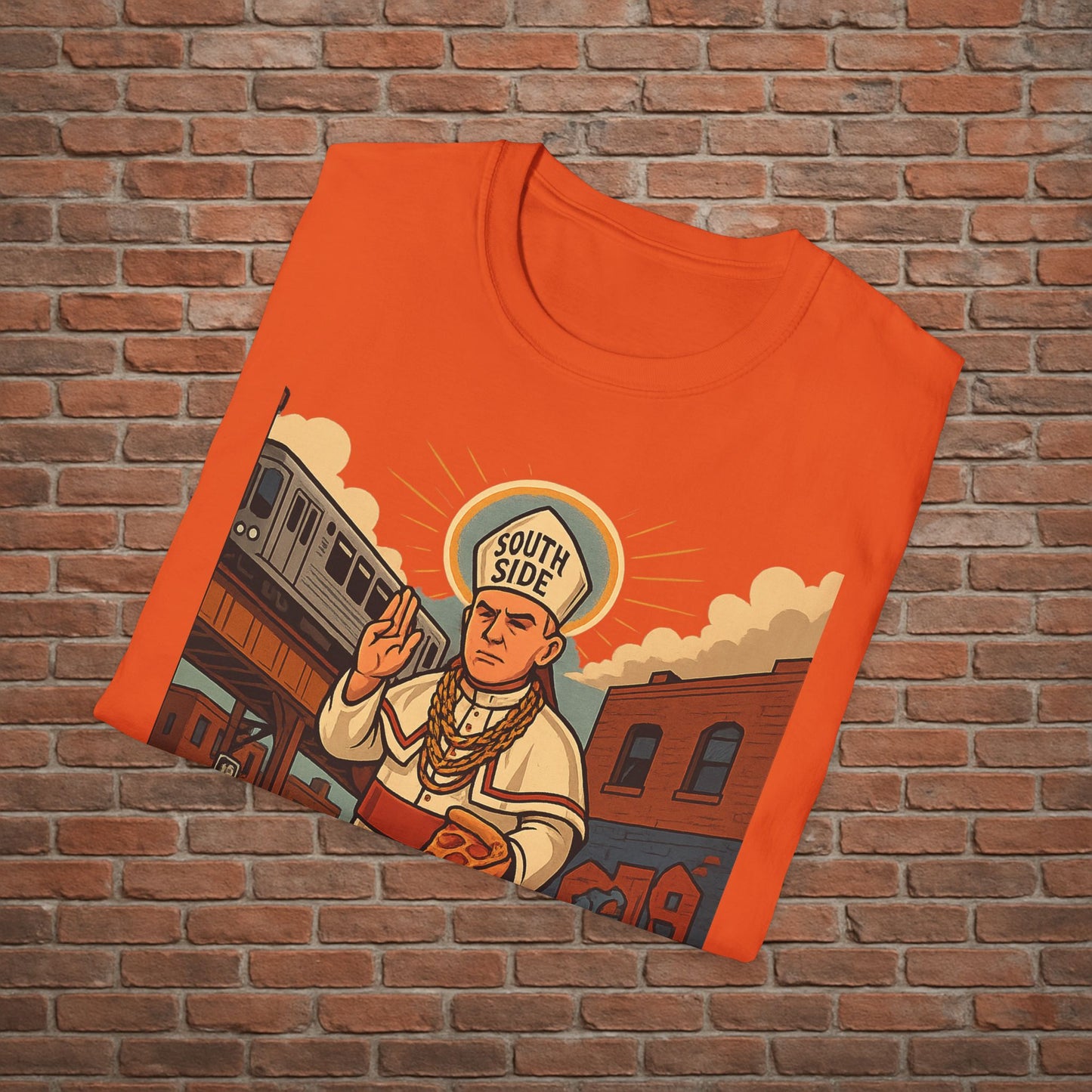 South Side Saint T-Shirt – Chicago Pope Graphic Tee – Funny Catholic Streetwear – Sizes Small to 2XL