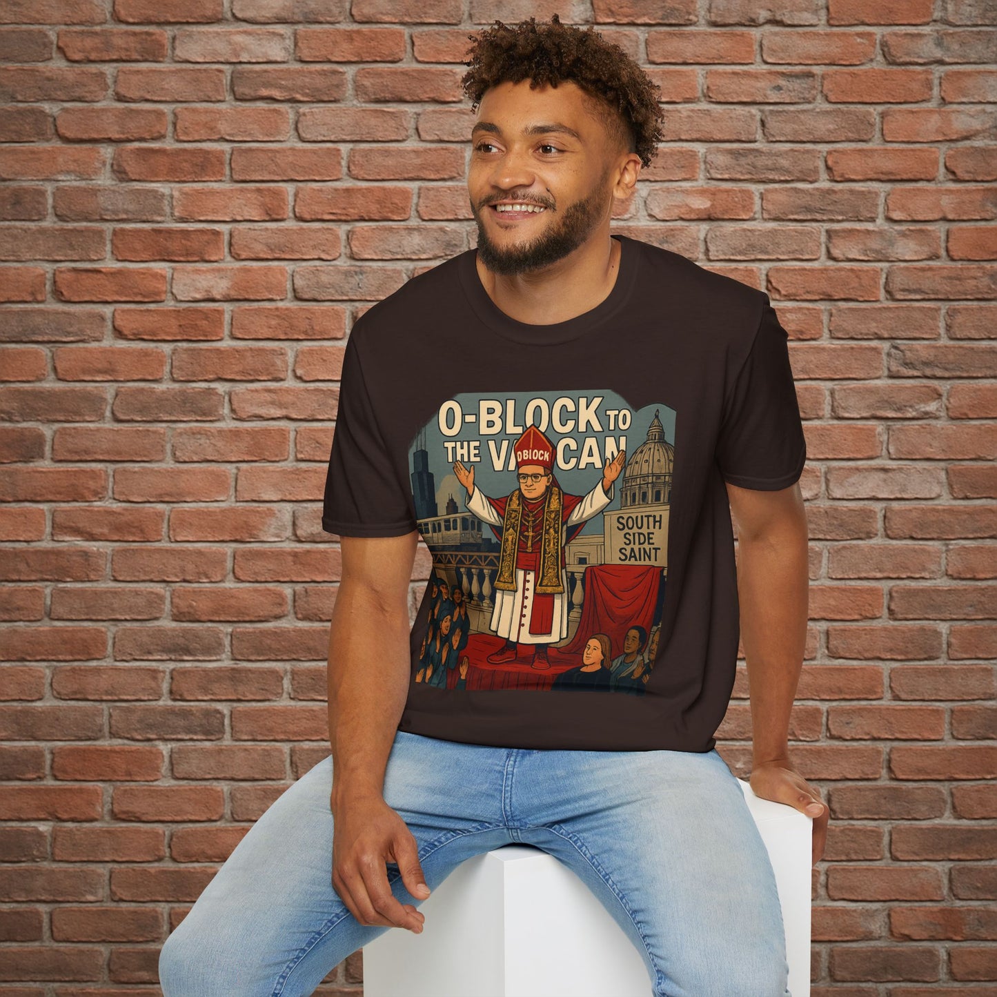 O-Block to the Vatican T-Shirt – Chicago Pope Graphic Tee – South Side Streetwear – Sizes Small to 2XL