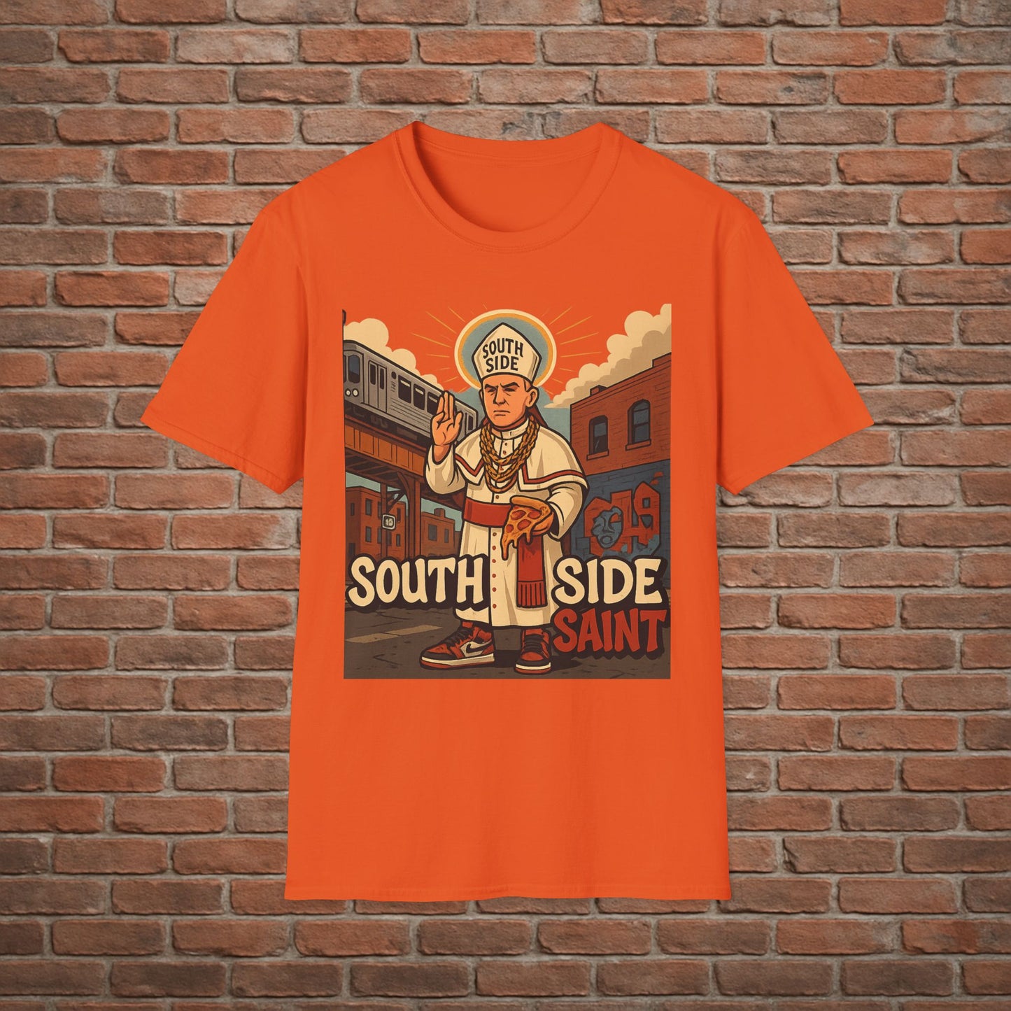 South Side Saint T-Shirt – Chicago Pope Graphic Tee – Funny Catholic Streetwear – Sizes Small to 2XL