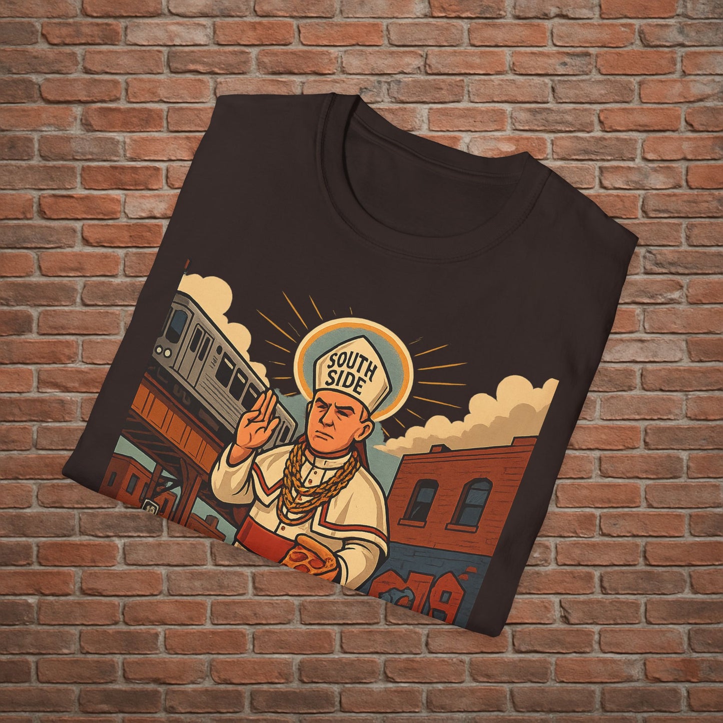 South Side Saint T-Shirt – Chicago Pope Graphic Tee – Funny Catholic Streetwear – Sizes Small to 2XL