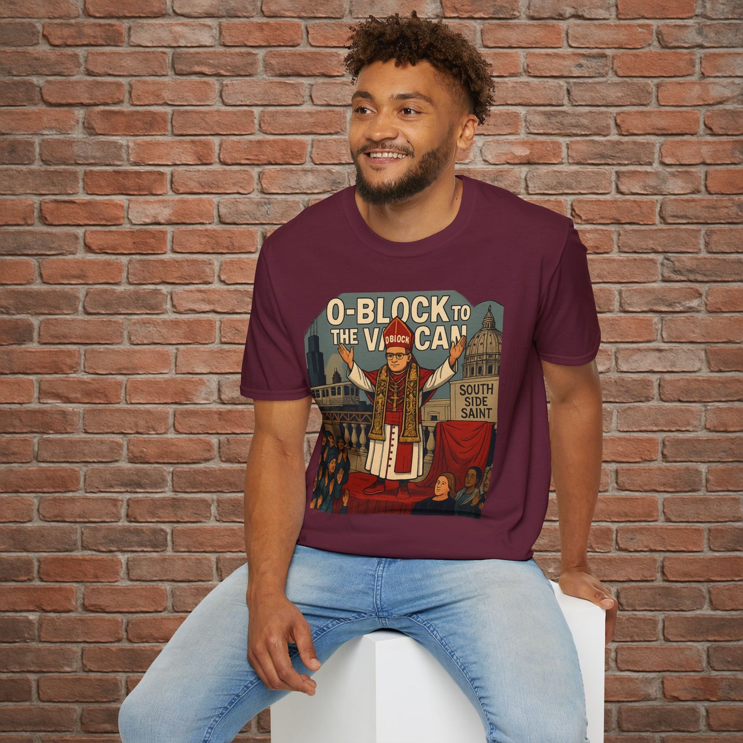 O-Block to the Vatican T-Shirt – Chicago Pope Graphic Tee – South Side Streetwear – Sizes Small to 2XL