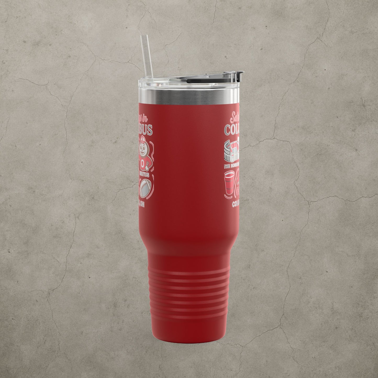 Ohio State Buckeyes 'Saturdays in Columbus Tumbler' - 40oz College Game Day Cup - Stainless Steel Tailgate Mug - 5 Colors