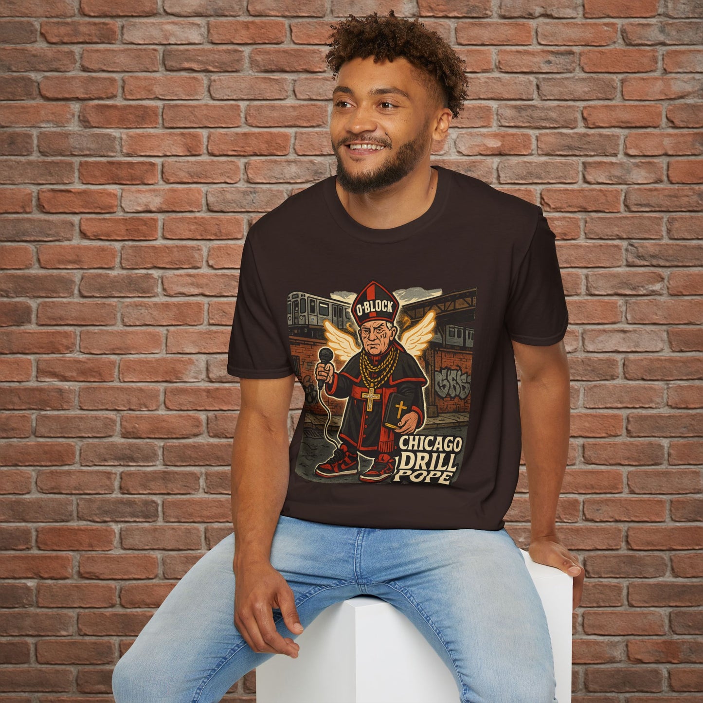 Drill Pope T-Shirt – Funny Chicago Streetwear Graphic – Papal Rap Parody Tee – Sizes Small to 2XL
