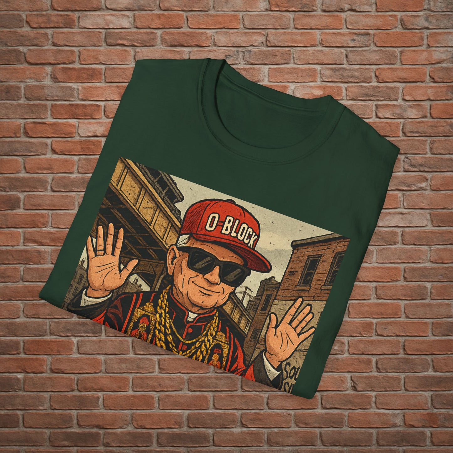 O-Block Pope T-Shirt – Chicago Drill-Inspired Pope Graphic – Funny Streetwear Tee – Sizes Small to 2XL