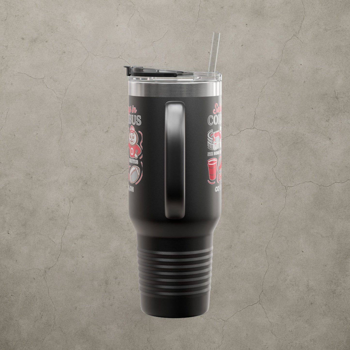 Ohio State Buckeyes 'Saturdays in Columbus Tumbler' - 40oz College Game Day Cup - Stainless Steel Tailgate Mug - 5 Colors