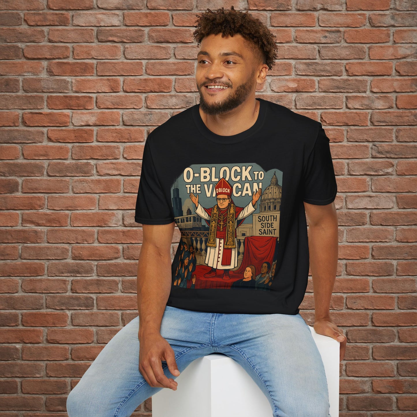 O-Block to the Vatican T-Shirt – Chicago Pope Graphic Tee – South Side Streetwear – Sizes Small to 2XL