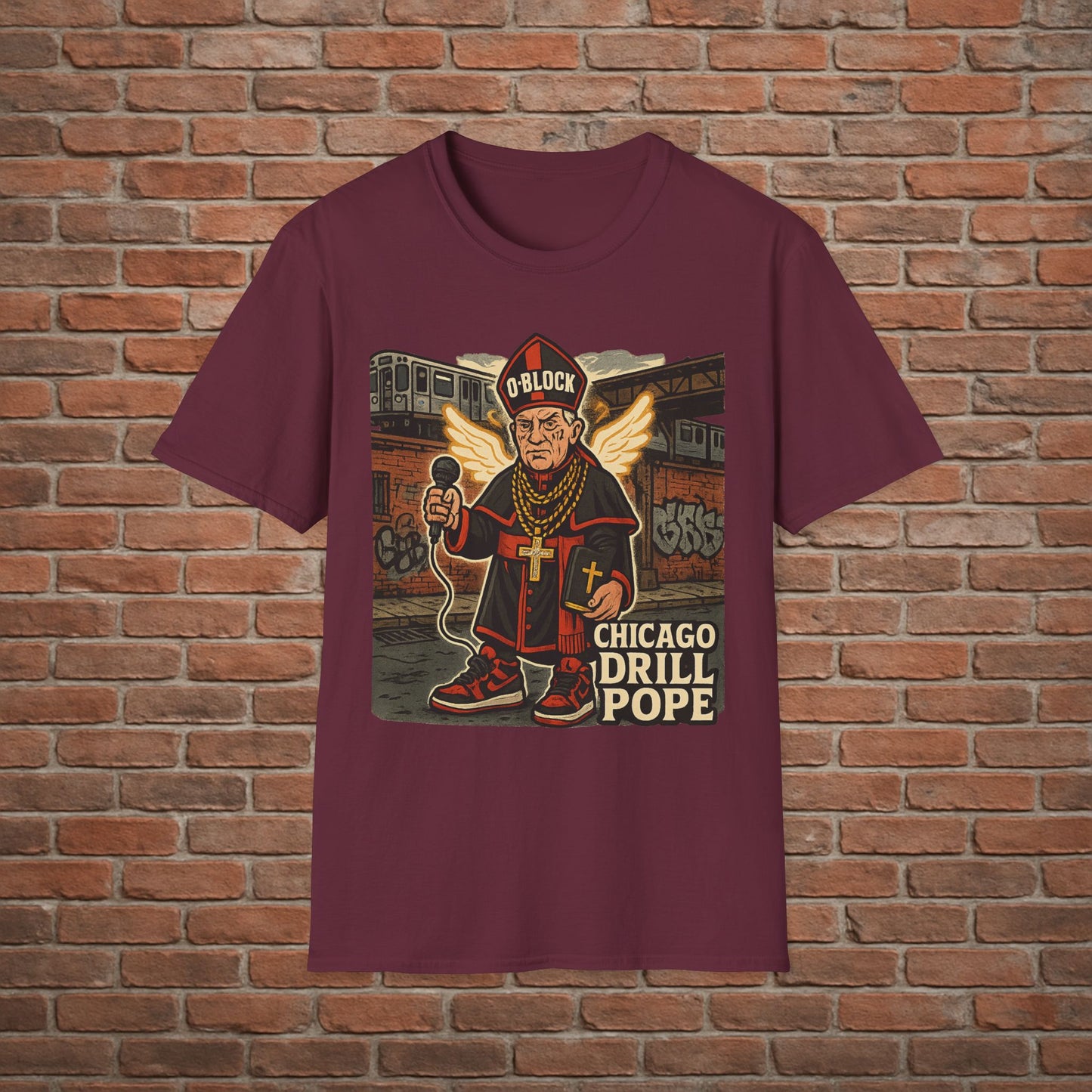Drill Pope T-Shirt – Funny Chicago Streetwear Graphic – Papal Rap Parody Tee – Sizes Small to 2XL