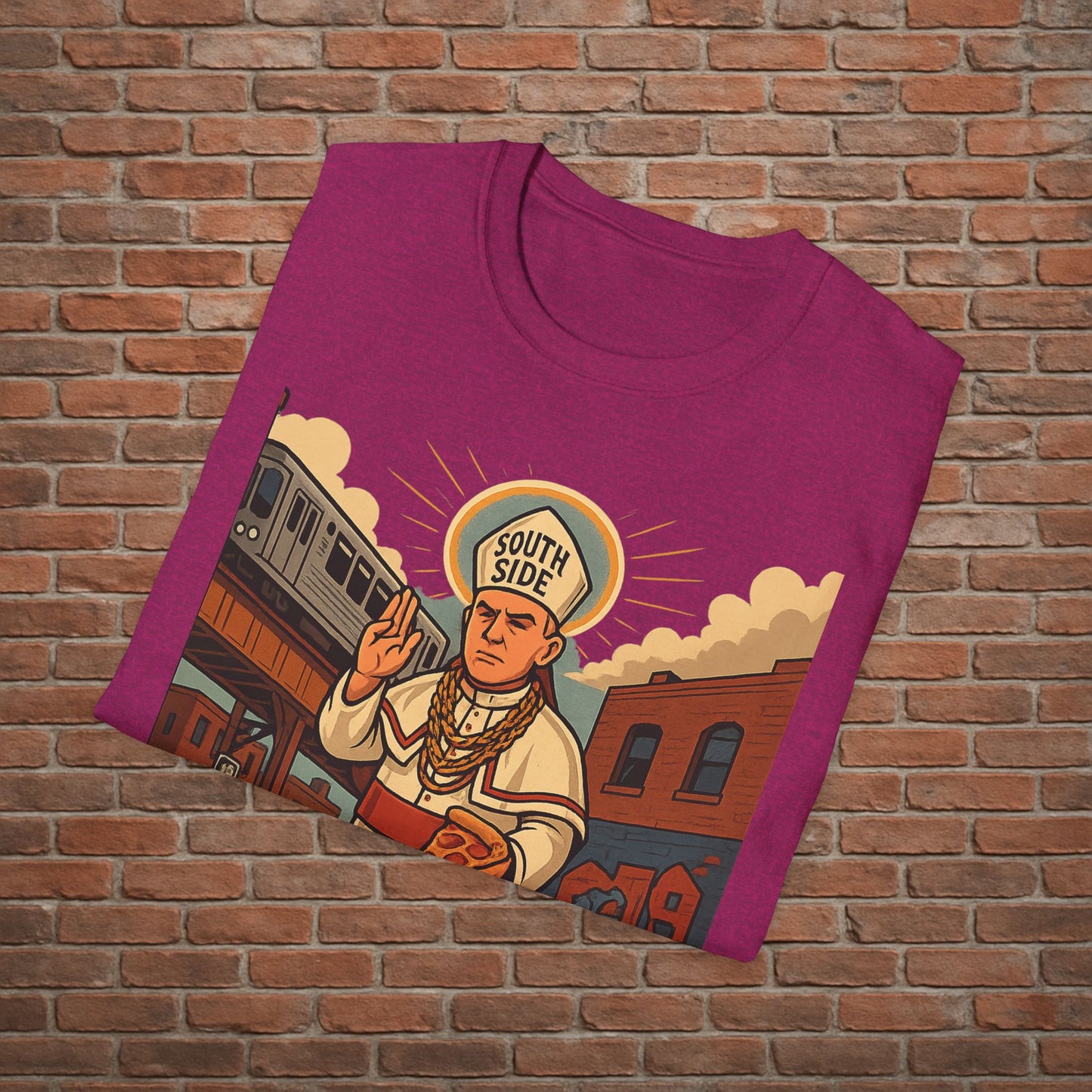 South Side Saint T-Shirt – Chicago Pope Graphic Tee – Funny Catholic Streetwear – Sizes Small to 2XL