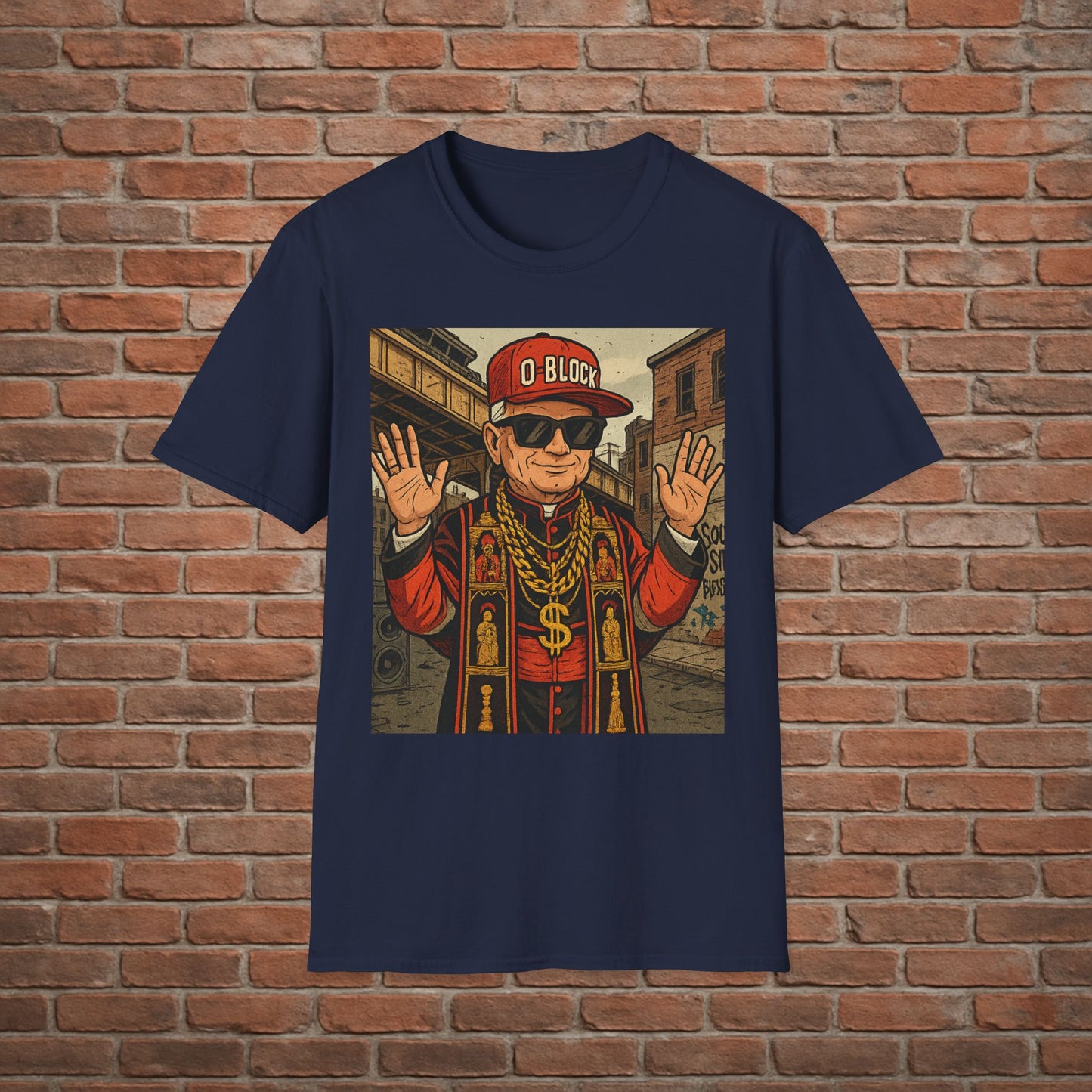 O-Block Pope T-Shirt – Chicago Drill-Inspired Pope Graphic – Funny Streetwear Tee – Sizes Small to 2XL