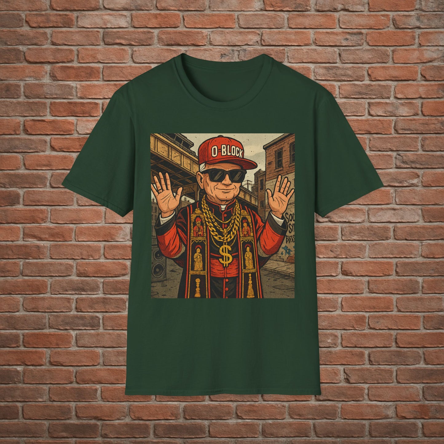 O-Block Pope T-Shirt – Chicago Drill-Inspired Pope Graphic – Funny Streetwear Tee – Sizes Small to 2XL