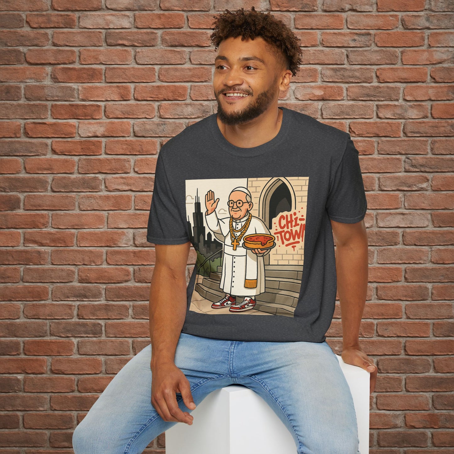 Pope Blessing T-Shirt – Funny Papal Graphic Tee – Viral Religious Streetwear – Sizes Small to 2XL