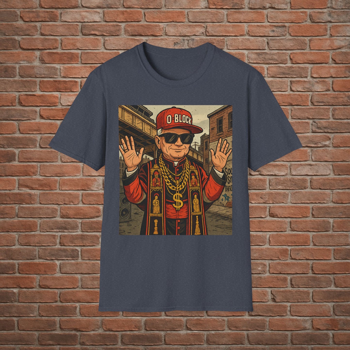 O-Block Pope T-Shirt – Chicago Drill-Inspired Pope Graphic – Funny Streetwear Tee – Sizes Small to 2XL