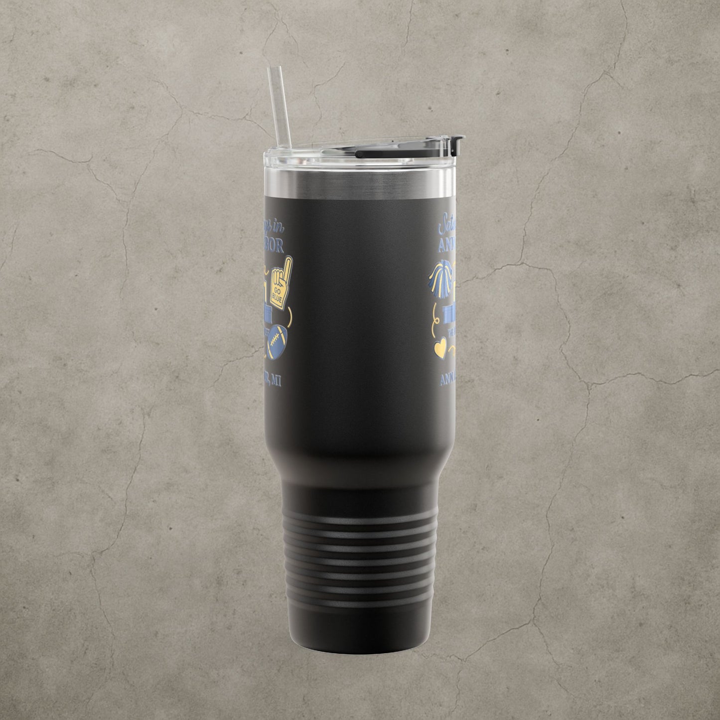 Michigan Wolverines 'Saturdays in Ann Arbor Tumbler' - 40oz College Game Day Cup - Stainless Steel - Big House Gift - 5 Colors