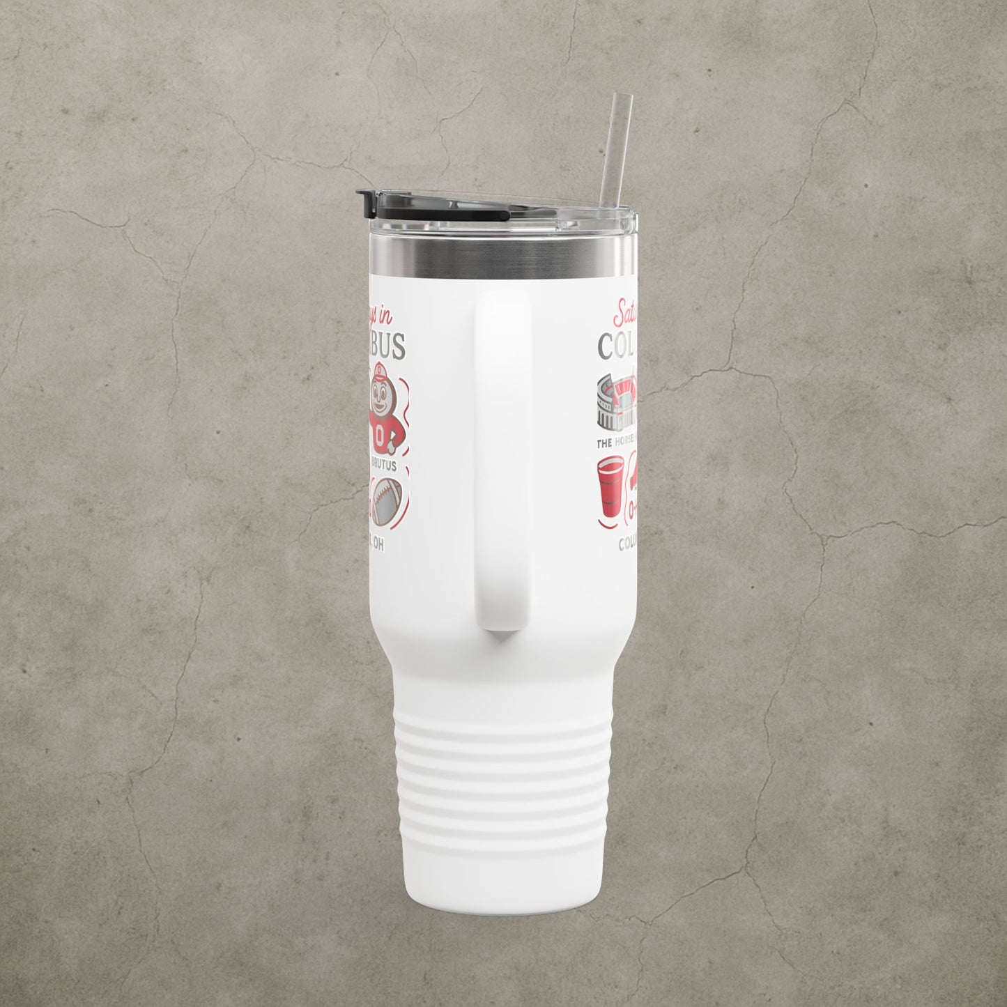 Ohio State Buckeyes 'Saturdays in Columbus Tumbler' - 40oz College Game Day Cup - Stainless Steel Tailgate Mug - 5 Colors
