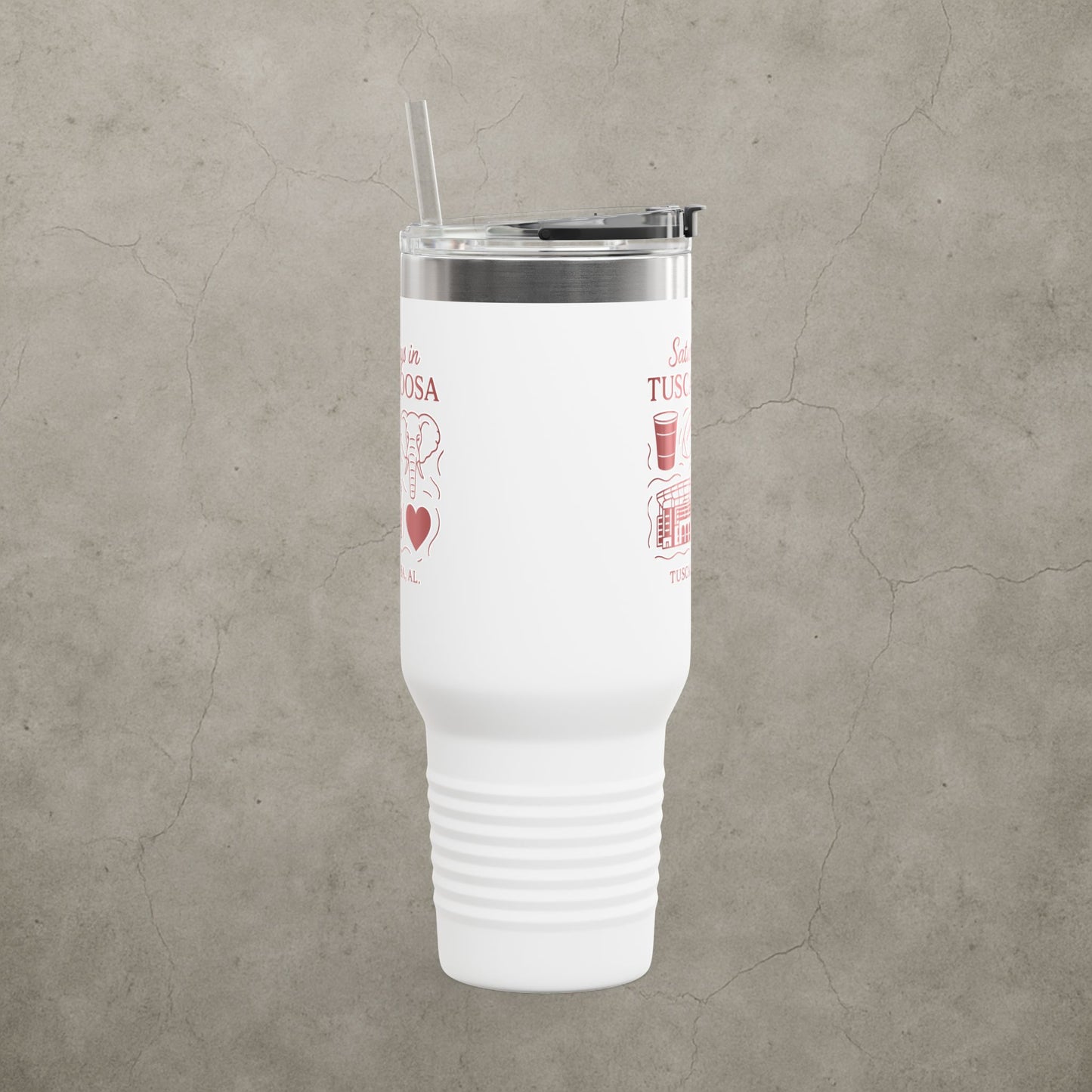 Alabama Crimson Tide 'Saturdays in Tuscaloosa Tumbler' - 40oz College Game Day Cup - Stainless Steel Tailgate Mug - 5 Colors