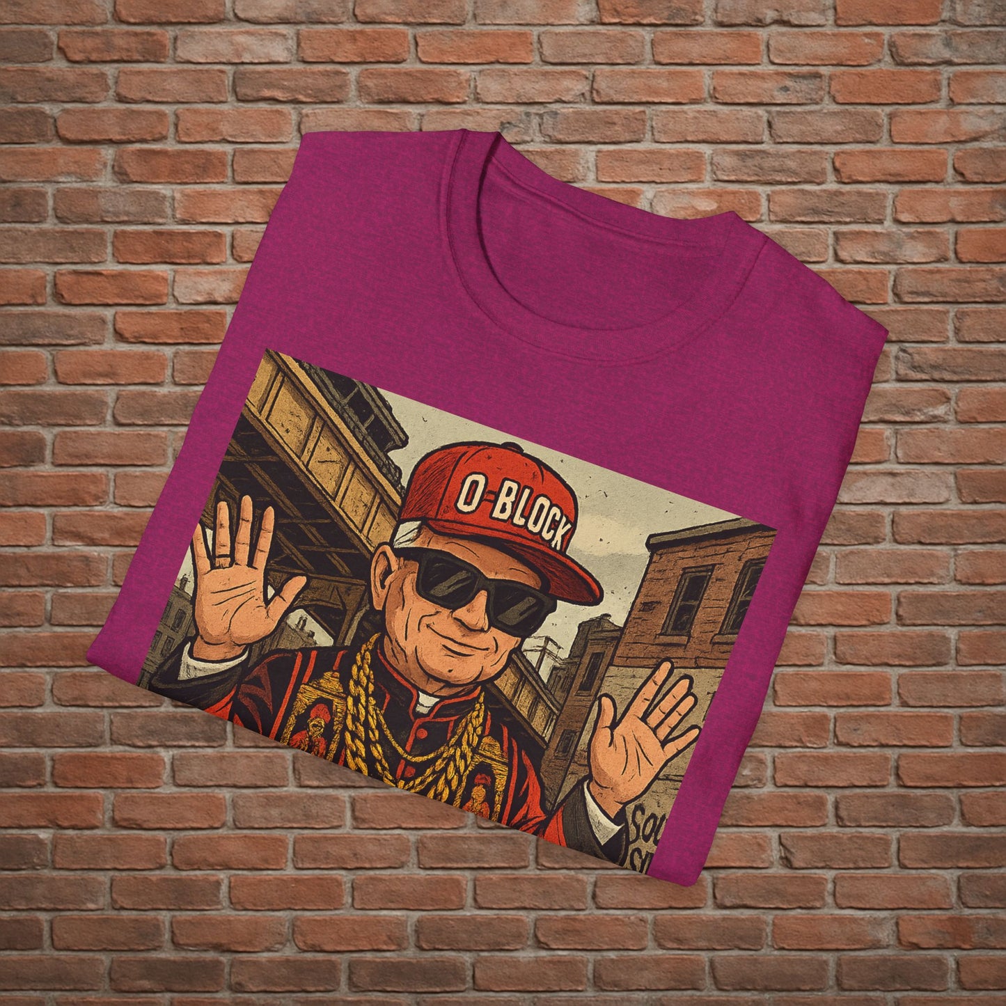 O-Block Pope T-Shirt – Chicago Drill-Inspired Pope Graphic – Funny Streetwear Tee – Sizes Small to 2XL