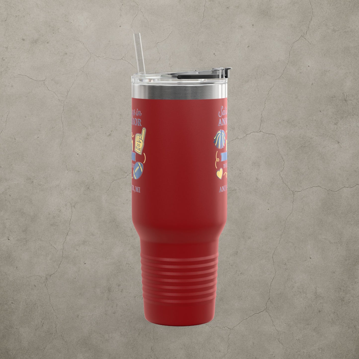 Michigan Wolverines 'Saturdays in Ann Arbor Tumbler' - 40oz College Game Day Cup - Stainless Steel - Big House Gift - 5 Colors