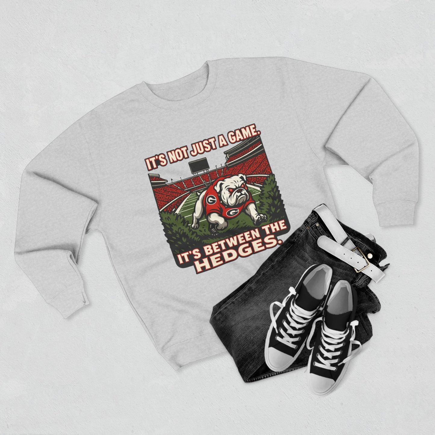 Georgia Bulldogs 'Between the Hedges Sweatshirt' - UGA Game Day Crewneck - College Football Gift - S-XL - 3 Colors