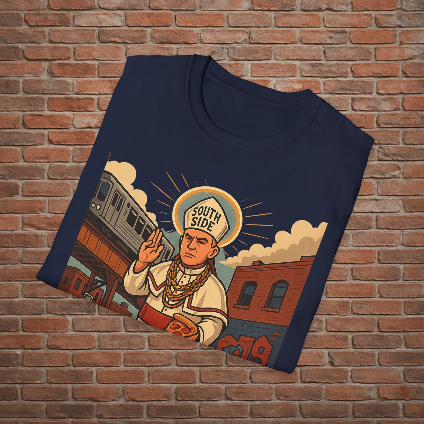 South Side Saint T-Shirt – Chicago Pope Graphic Tee – Funny Catholic Streetwear – Sizes Small to 2XL