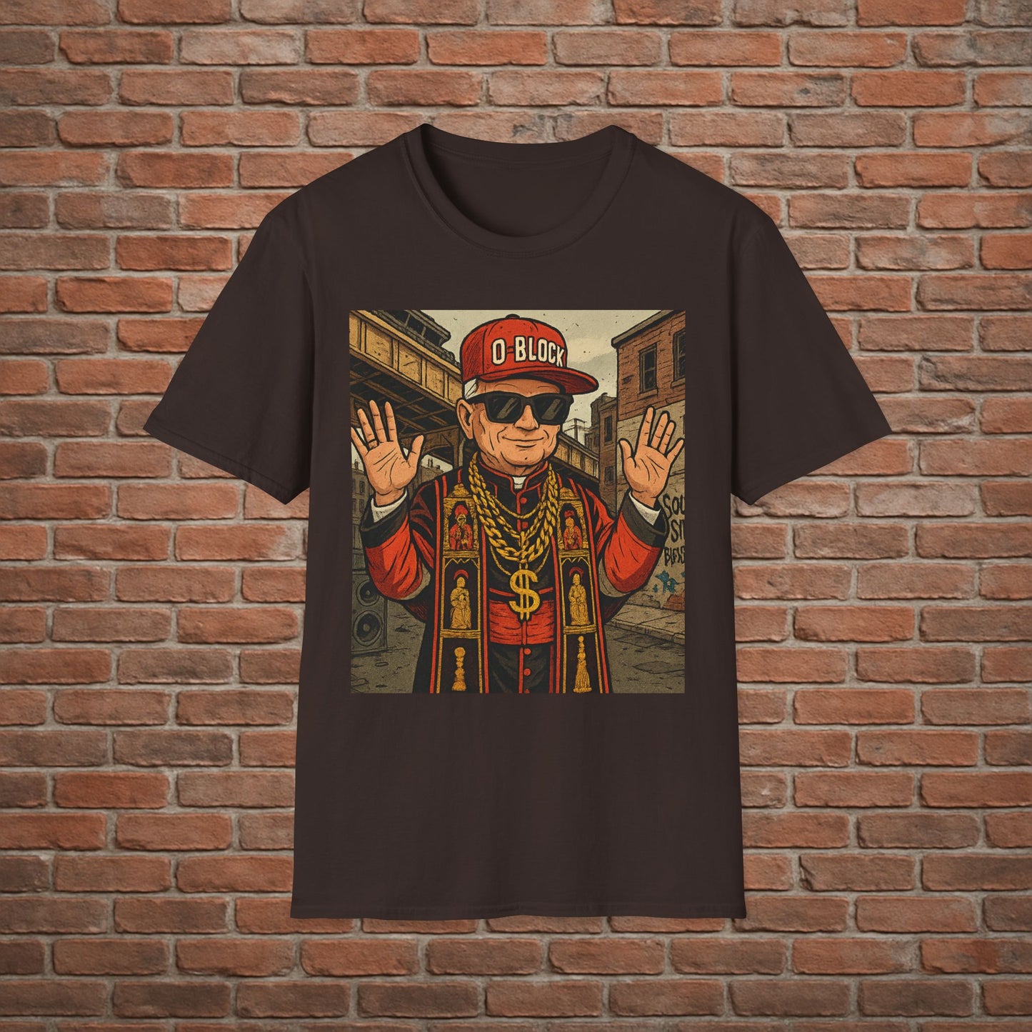 O-Block Pope T-Shirt – Chicago Drill-Inspired Pope Graphic – Funny Streetwear Tee – Sizes Small to 2XL