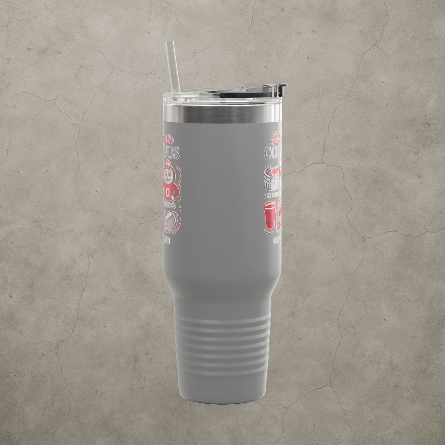 Ohio State Buckeyes 'Saturdays in Columbus Tumbler' - 40oz College Game Day Cup - Stainless Steel Tailgate Mug - 5 Colors