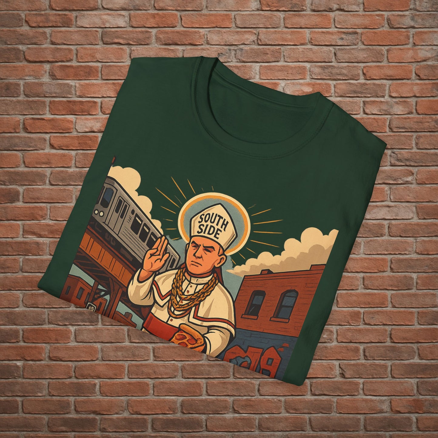 South Side Saint T-Shirt – Chicago Pope Graphic Tee – Funny Catholic Streetwear – Sizes Small to 2XL