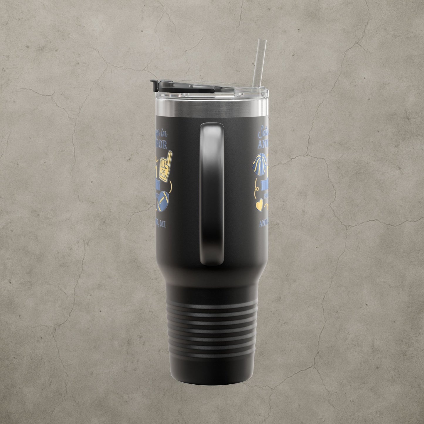 Michigan Wolverines 'Saturdays in Ann Arbor Tumbler' - 40oz College Game Day Cup - Stainless Steel - Big House Gift - 5 Colors