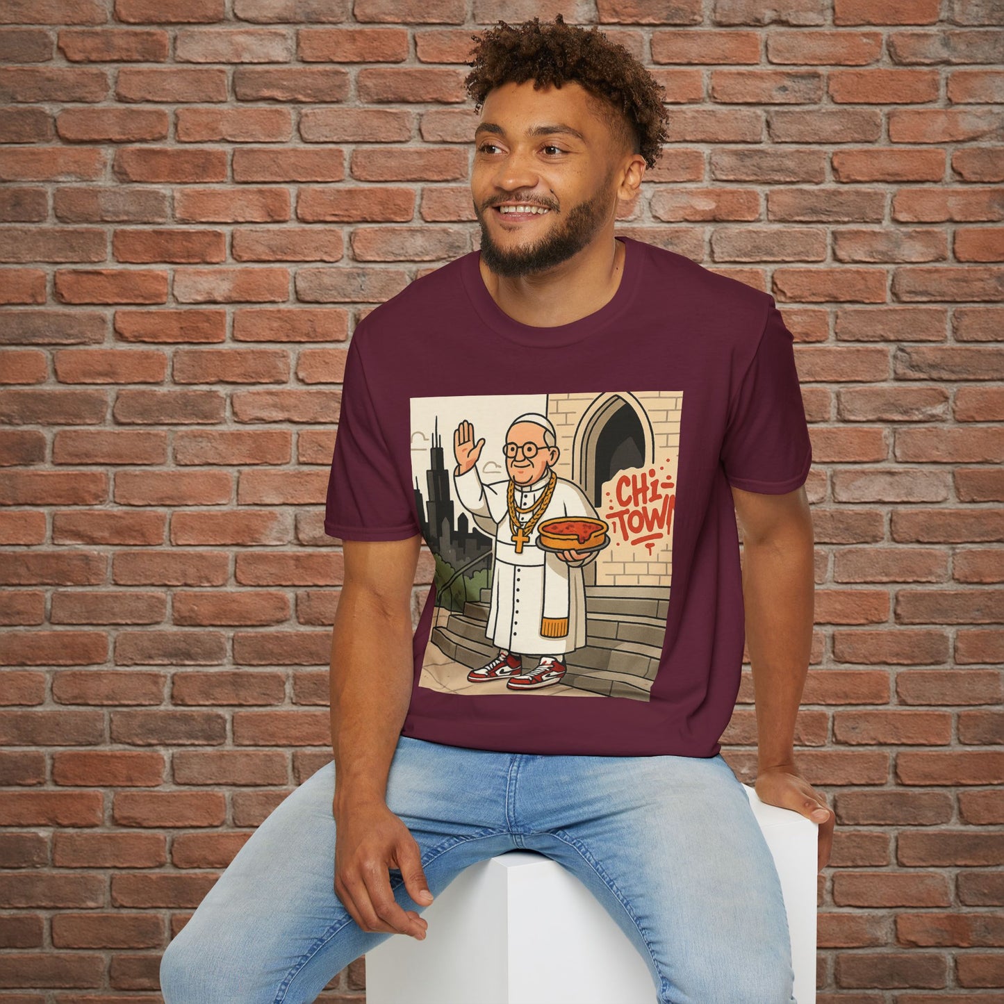 Pope Blessing T-Shirt – Funny Papal Graphic Tee – Viral Religious Streetwear – Sizes Small to 2XL