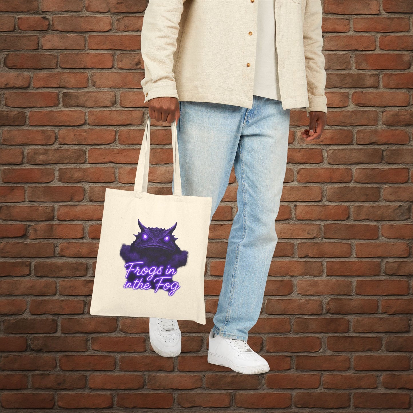 TCU Frogs in the Fog Tote Bag – Horned Frog Game Day Canvas Tote – College Football Gift
