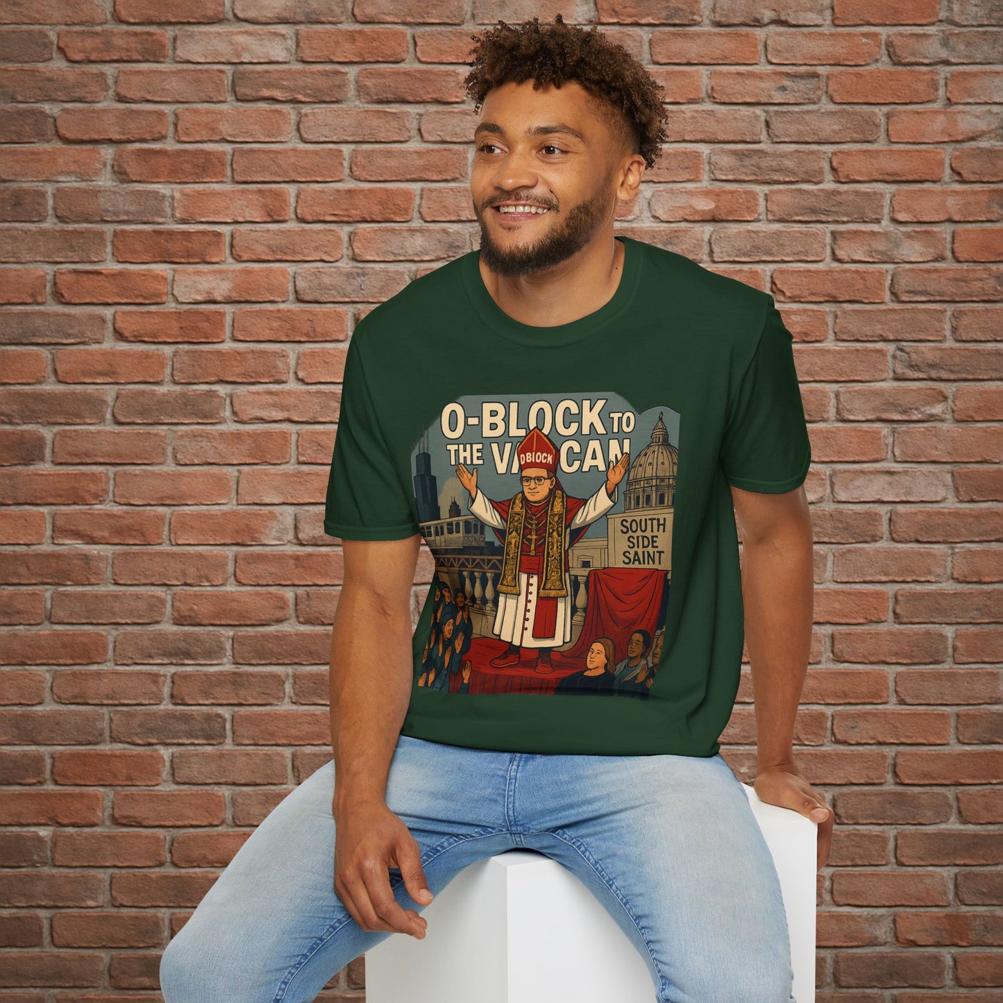 O-Block to the Vatican T-Shirt – Chicago Pope Graphic Tee – South Side Streetwear – Sizes Small to 2XL