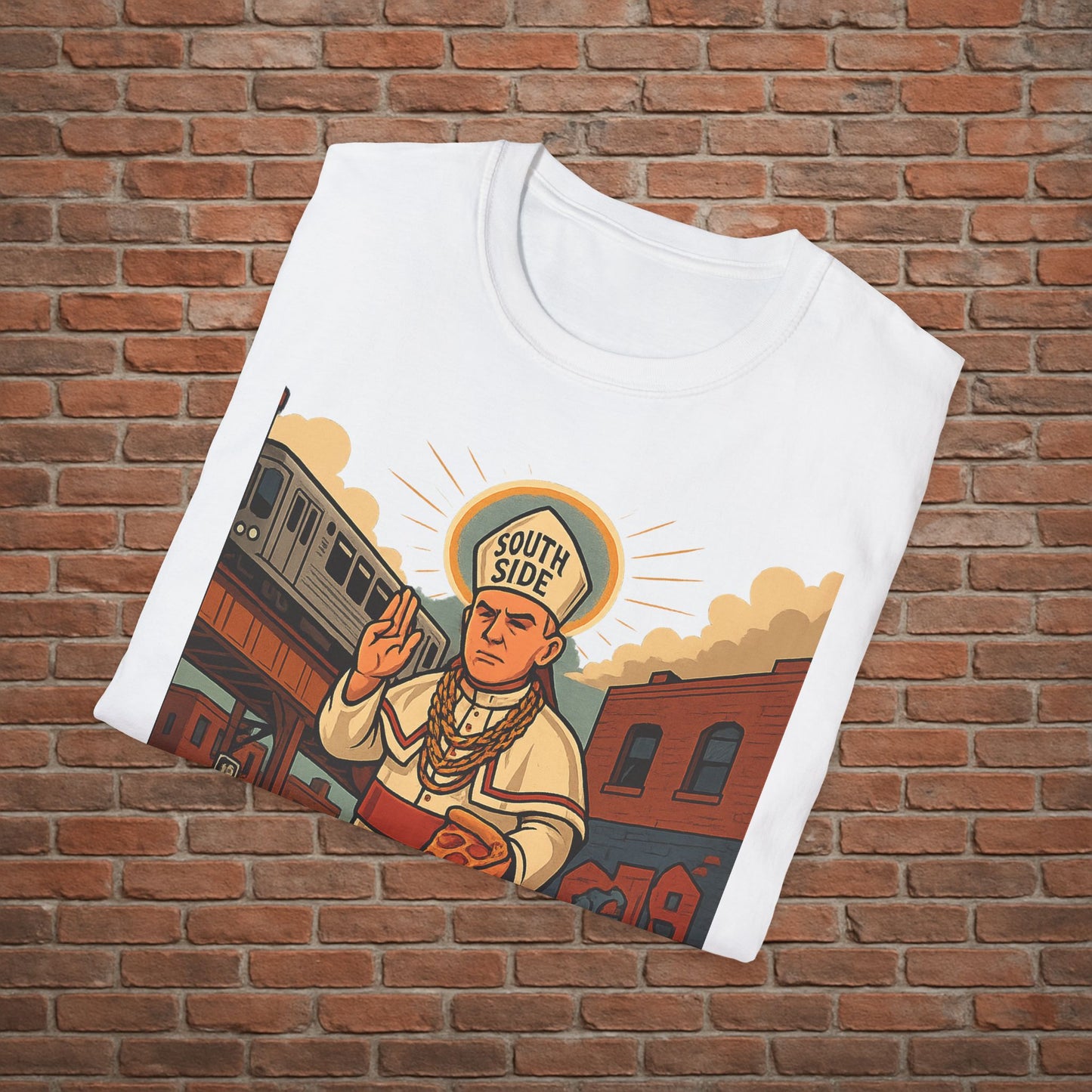 South Side Saint T-Shirt – Chicago Pope Graphic Tee – Funny Catholic Streetwear – Sizes Small to 2XL
