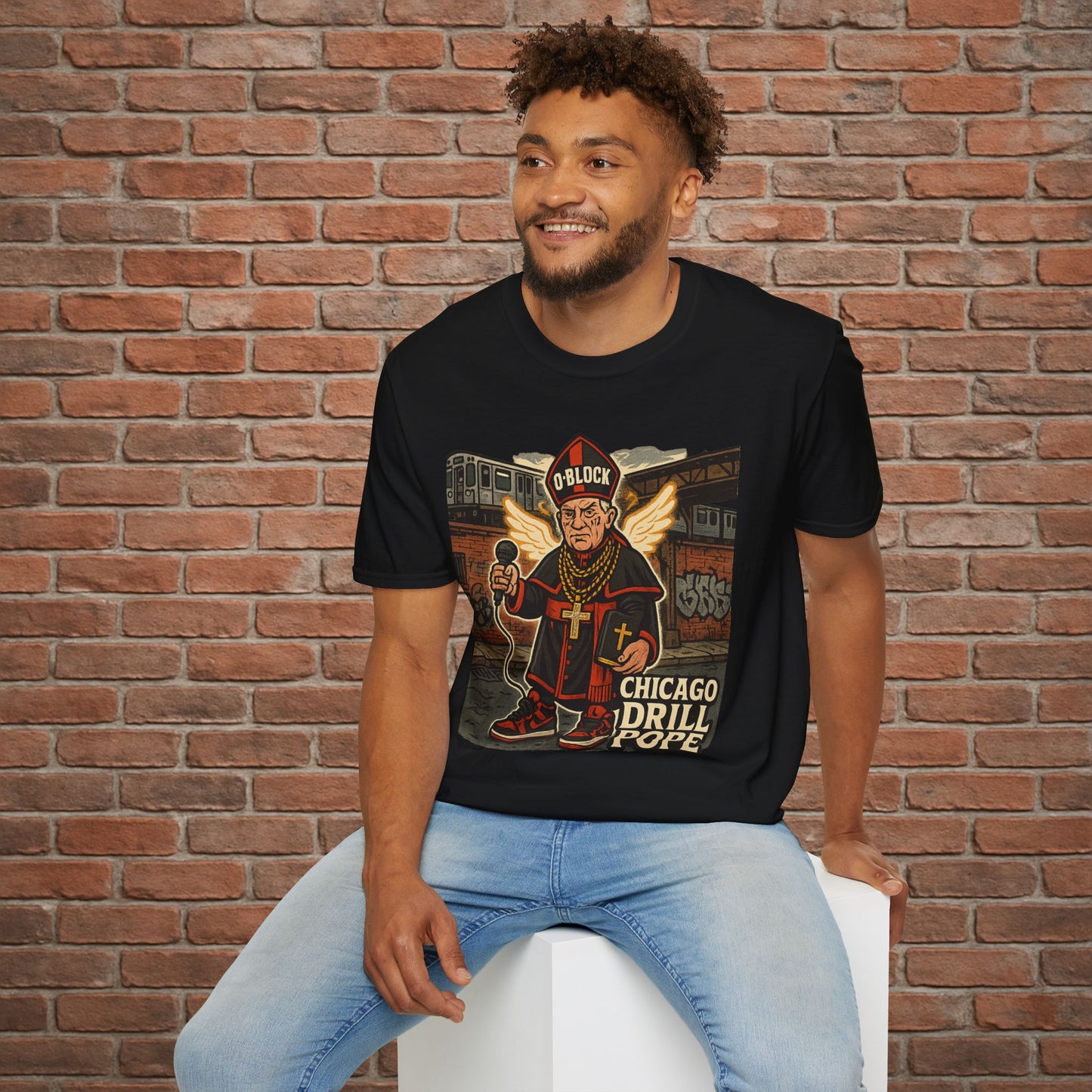 Drill Pope T-Shirt – Funny Chicago Streetwear Graphic – Papal Rap Parody Tee – Sizes Small to 2XL