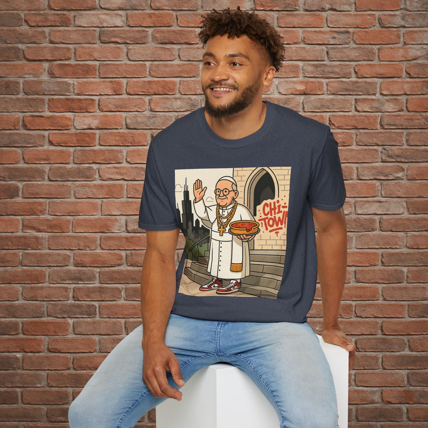 Pope Blessing T-Shirt – Funny Papal Graphic Tee – Viral Religious Streetwear – Sizes Small to 2XL