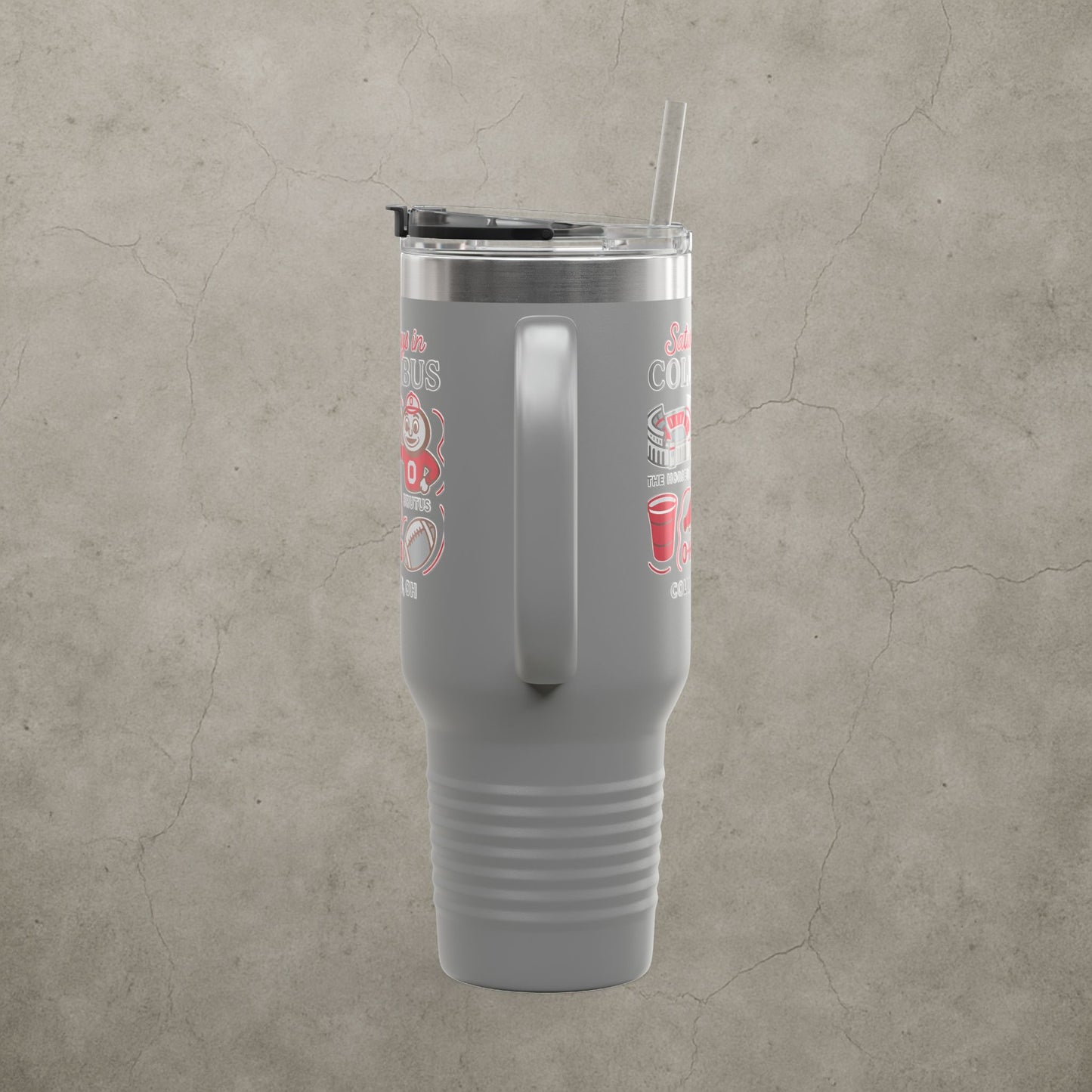 Ohio State Buckeyes 'Saturdays in Columbus Tumbler' - 40oz College Game Day Cup - Stainless Steel Tailgate Mug - 5 Colors