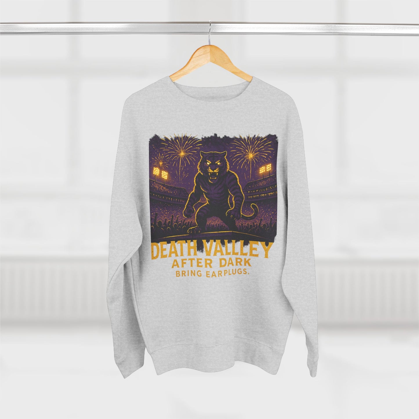 LSU Tigers 'Death Valley After Dark Sweatshirt' - LSU Game Day Crewneck - College Football Gift - S to XL - 3 Colors