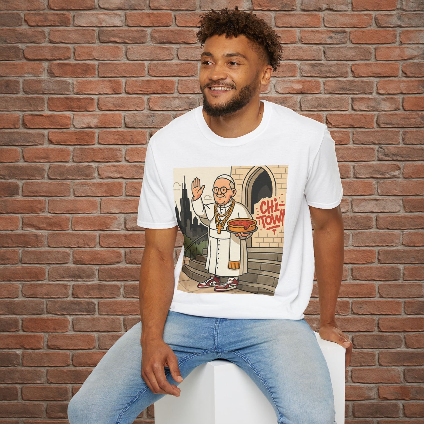 Pope Blessing T-Shirt – Funny Papal Graphic Tee – Viral Religious Streetwear – Sizes Small to 2XL