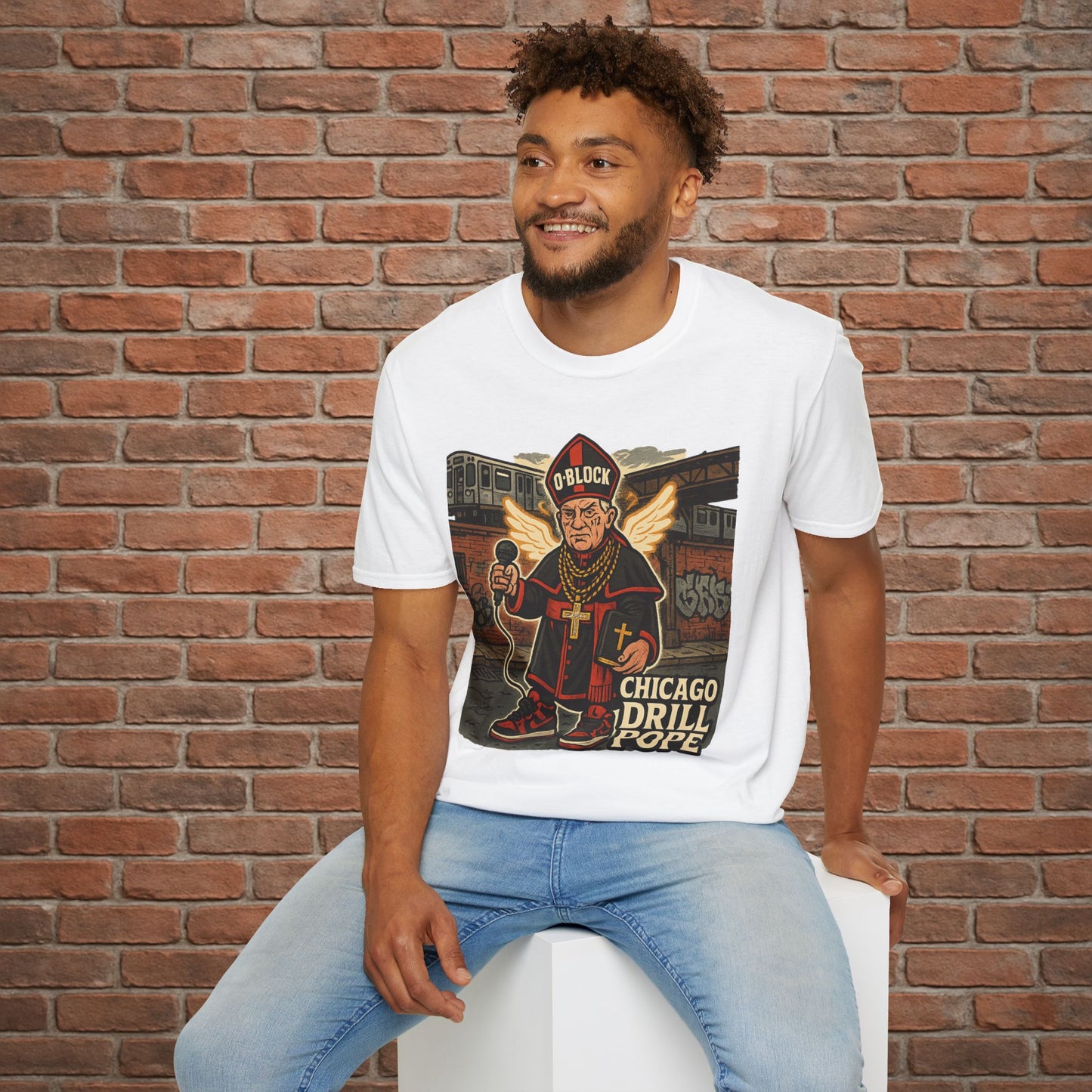 Drill Pope T-Shirt – Funny Chicago Streetwear Graphic – Papal Rap Parody Tee – Sizes Small to 2XL