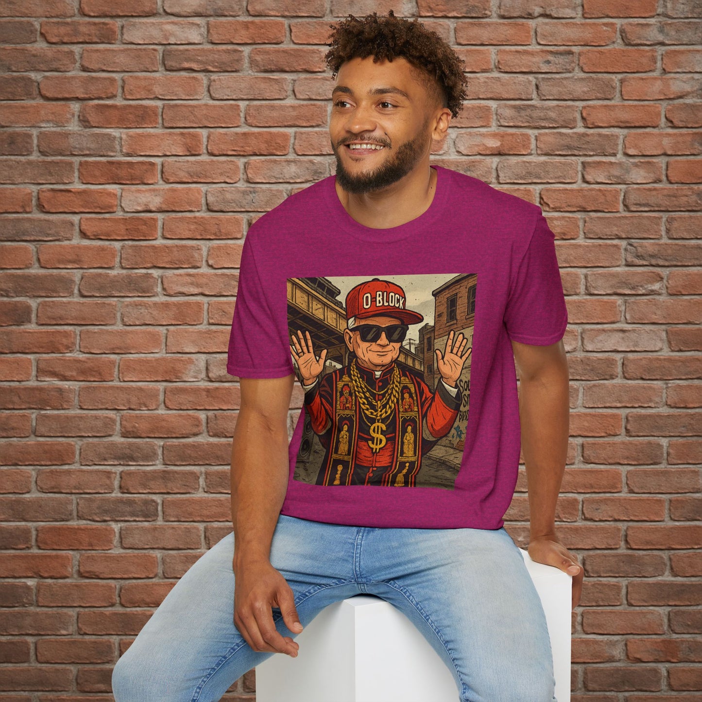 O-Block Pope T-Shirt – Chicago Drill-Inspired Pope Graphic – Funny Streetwear Tee – Sizes Small to 2XL