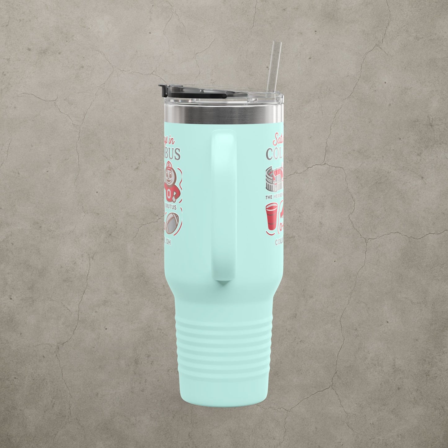 Ohio State Buckeyes 'Saturdays in Columbus Tumbler' - 40oz College Game Day Cup - Stainless Steel Tailgate Mug - 5 Colors