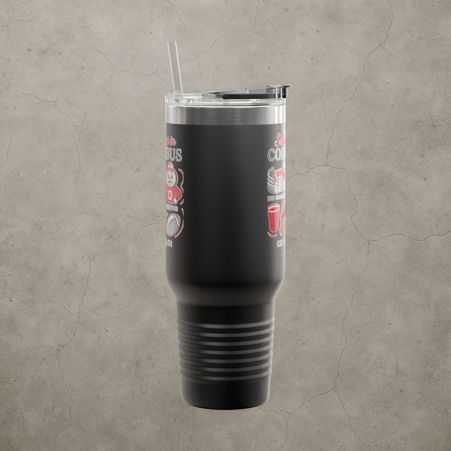 Ohio State Buckeyes 'Saturdays in Columbus Tumbler' - 40oz College Game Day Cup - Stainless Steel Tailgate Mug - 5 Colors