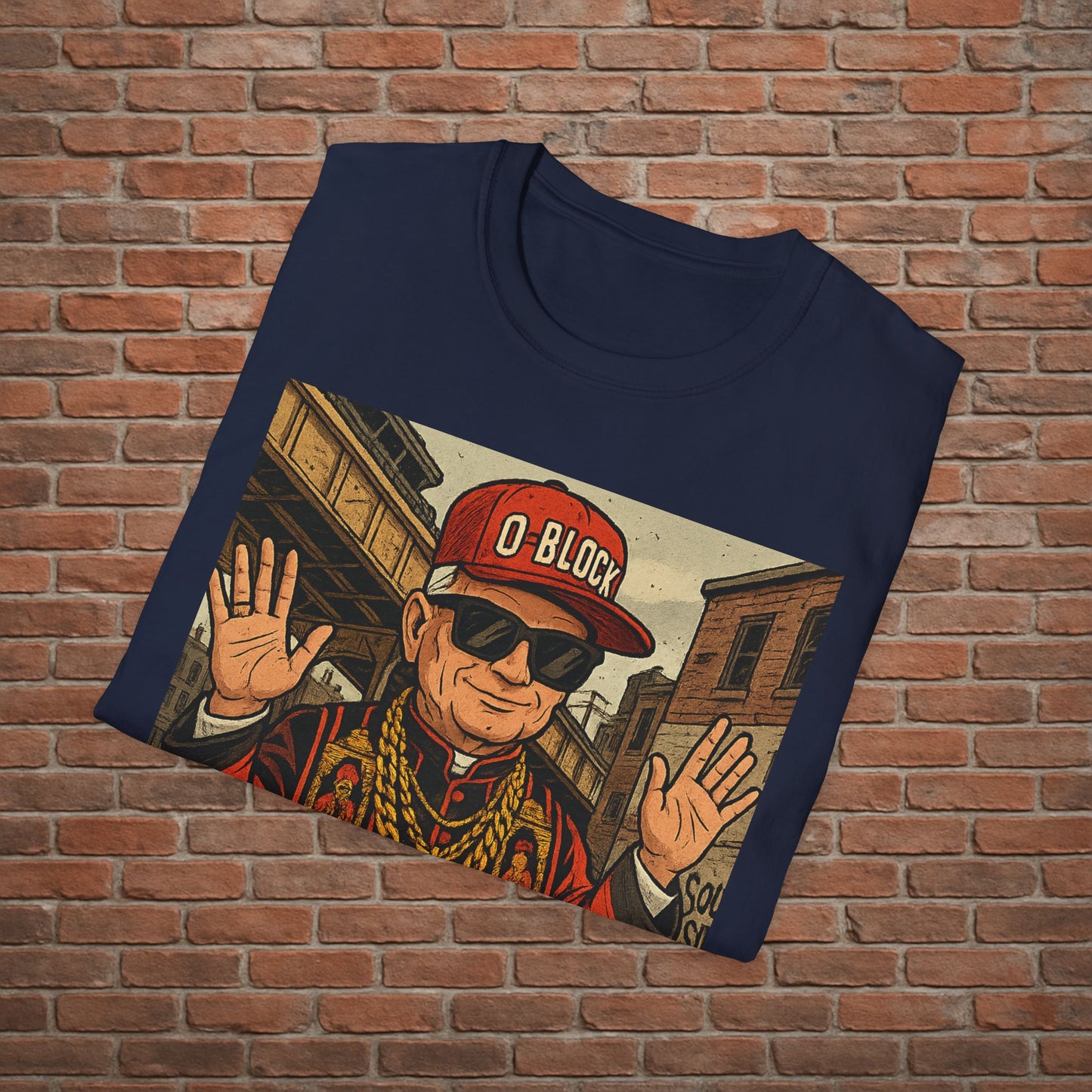 O-Block Pope T-Shirt – Chicago Drill-Inspired Pope Graphic – Funny Streetwear Tee – Sizes Small to 2XL