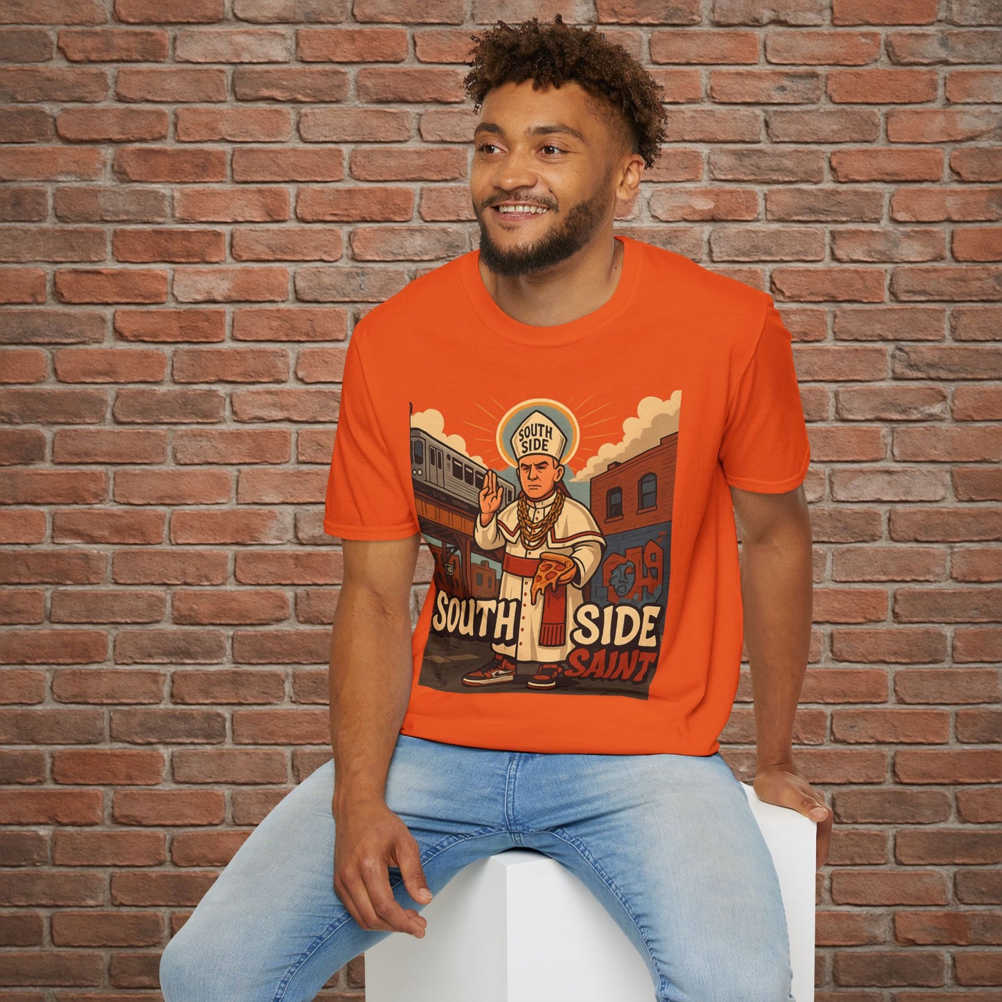 South Side Saint T-Shirt – Chicago Pope Graphic Tee – Funny Catholic Streetwear – Sizes Small to 2XL