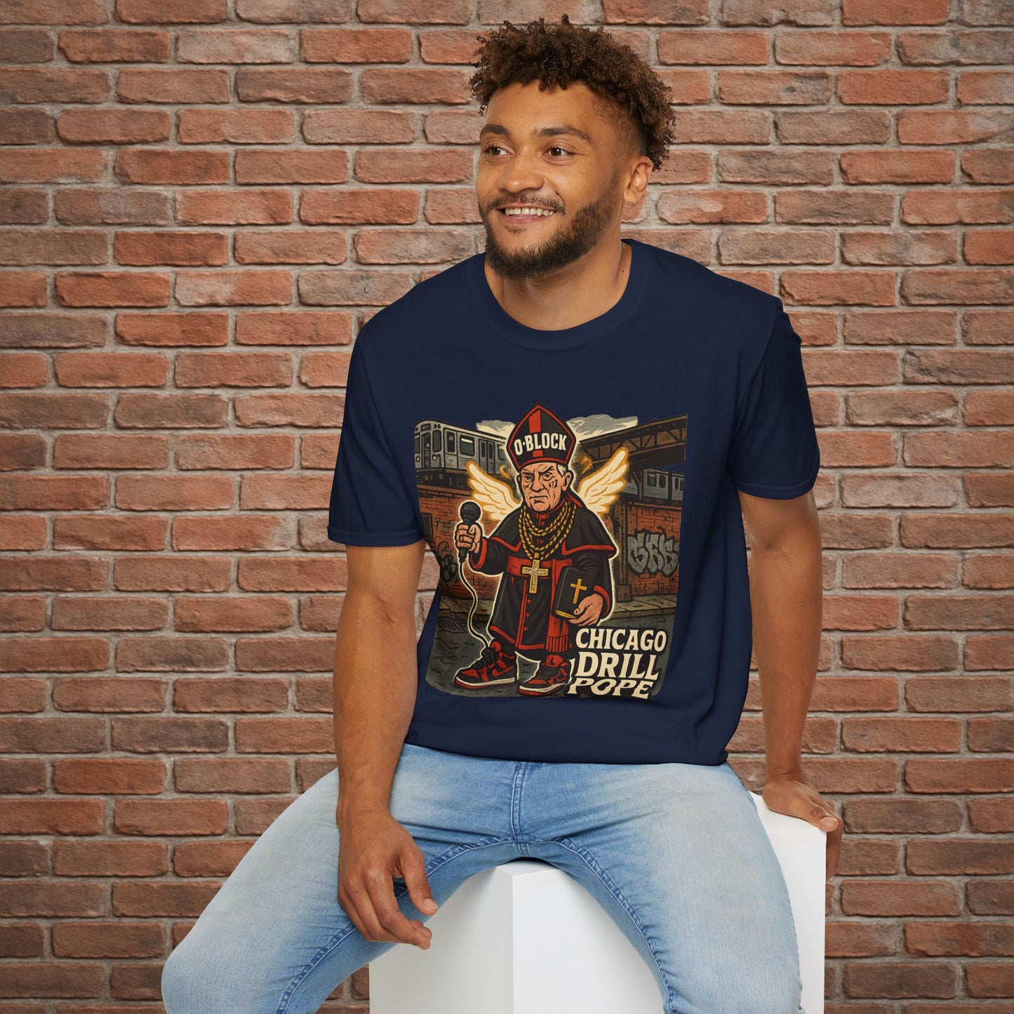 Drill Pope T-Shirt – Funny Chicago Streetwear Graphic – Papal Rap Parody Tee – Sizes Small to 2XL