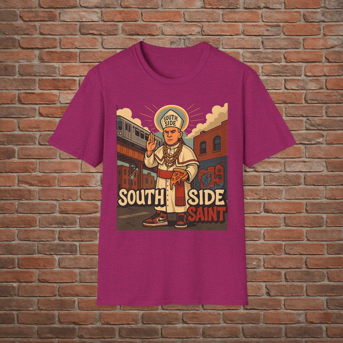 South Side Saint T-Shirt – Chicago Pope Graphic Tee – Funny Catholic Streetwear – Sizes Small to 2XL