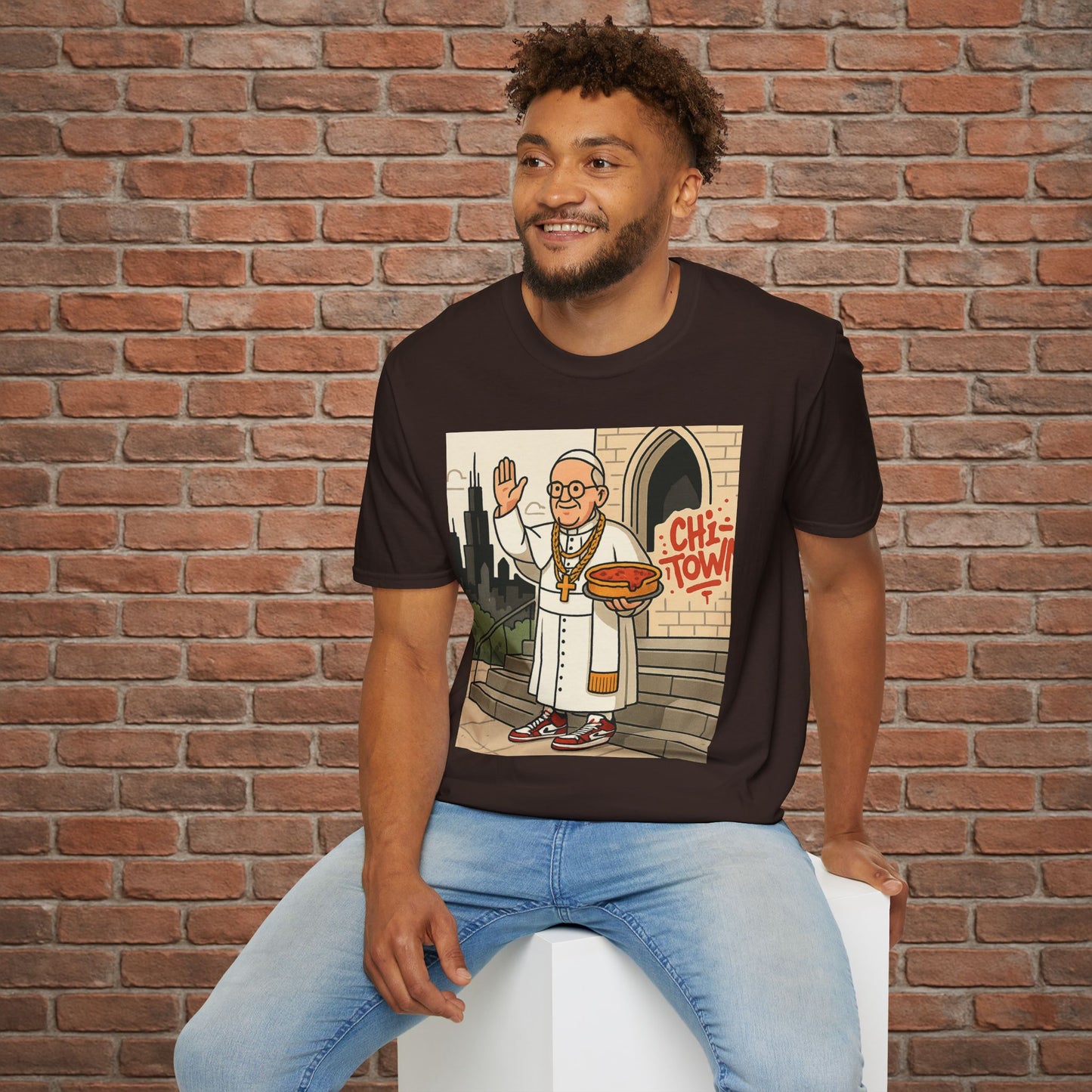 Pope Blessing T-Shirt – Funny Papal Graphic Tee – Viral Religious Streetwear – Sizes Small to 2XL